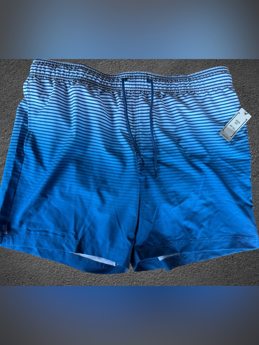 NWT George Men’s Blue Ombre Striped Swim Trunks Shorts XL 40-42